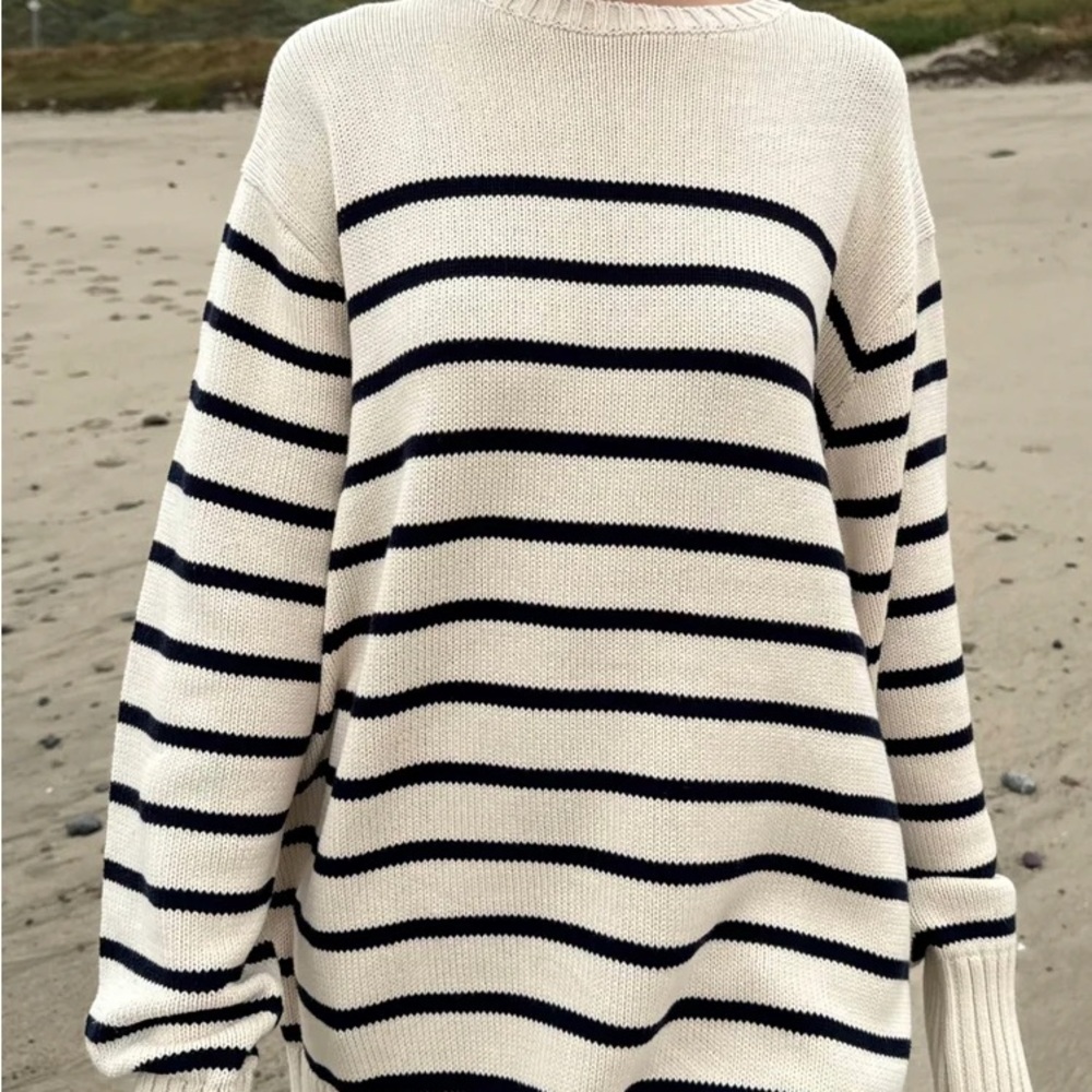 Brandy Melville Brianna Cream and Black Striped Sweater